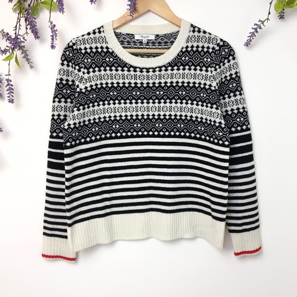 Madewell Sweaters - Madewell Black & Cream Nordic Fairstripe Sweater